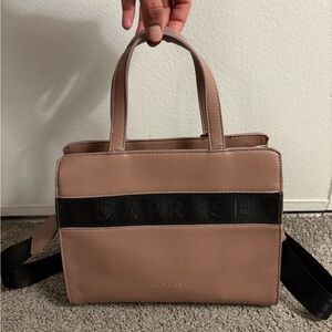 Women's Shoulder Bag in Tan/Pale Pink and Black